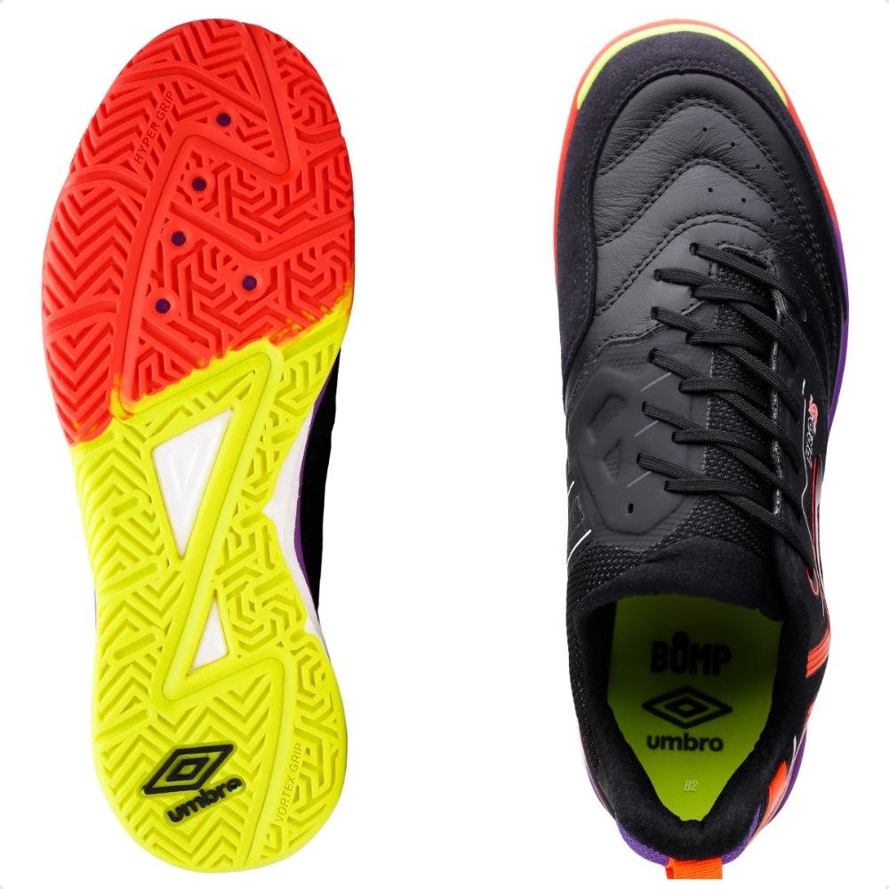 Chuteira Futsal Umbro Pro 5 Stable Masculina Preto/Laranja 6