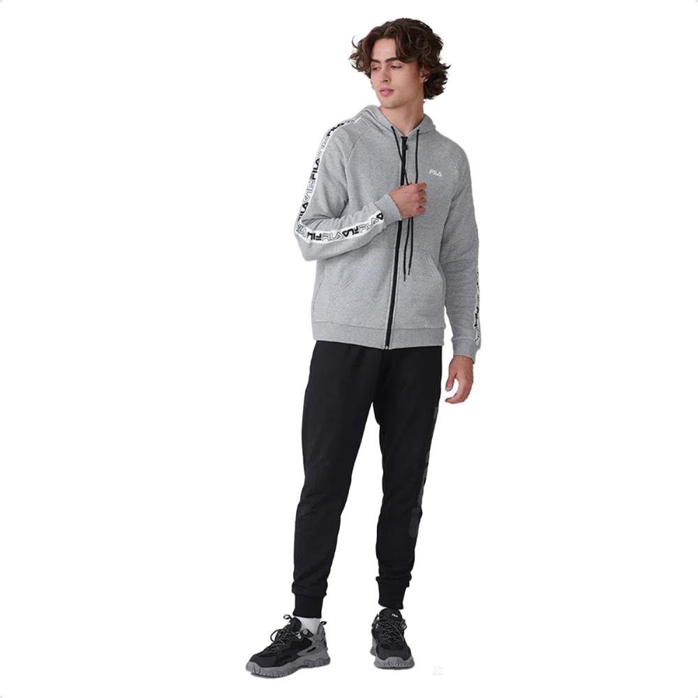 Jaqueta Moletom Fila Basic Tape II Masculina Cinza 2