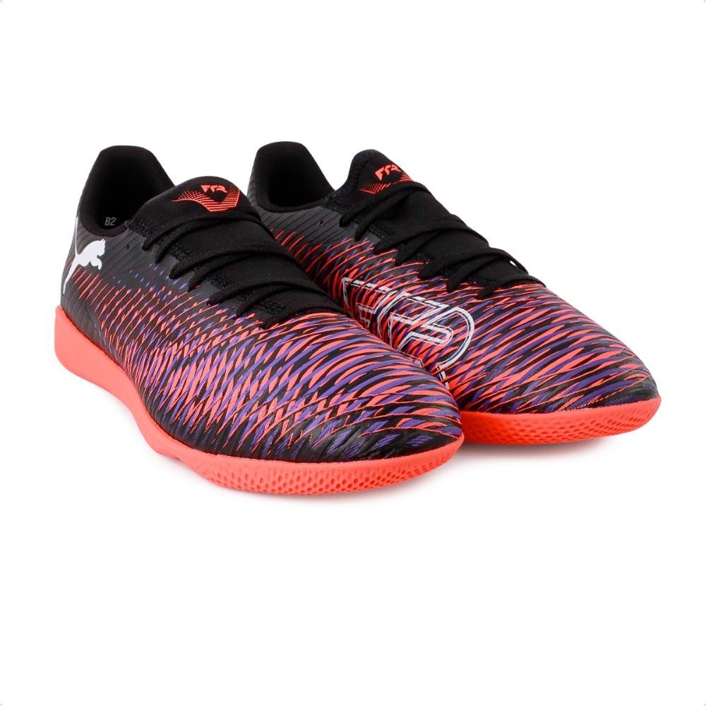 Chuteira Futsal Puma Future 8 Play IT Masculina Preto/Laranja 3