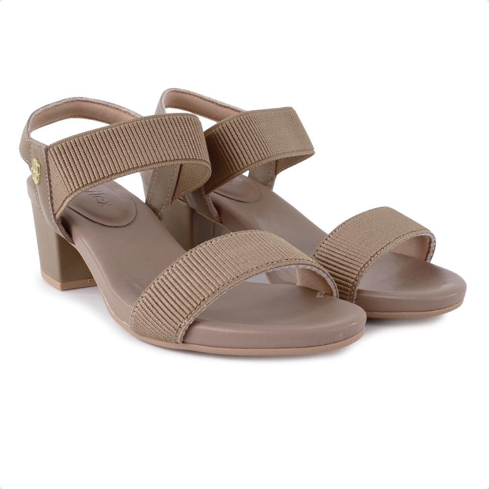 Sandália Usaflex Salto Bloco Elástico Feminina  Marrom/Cinza 3