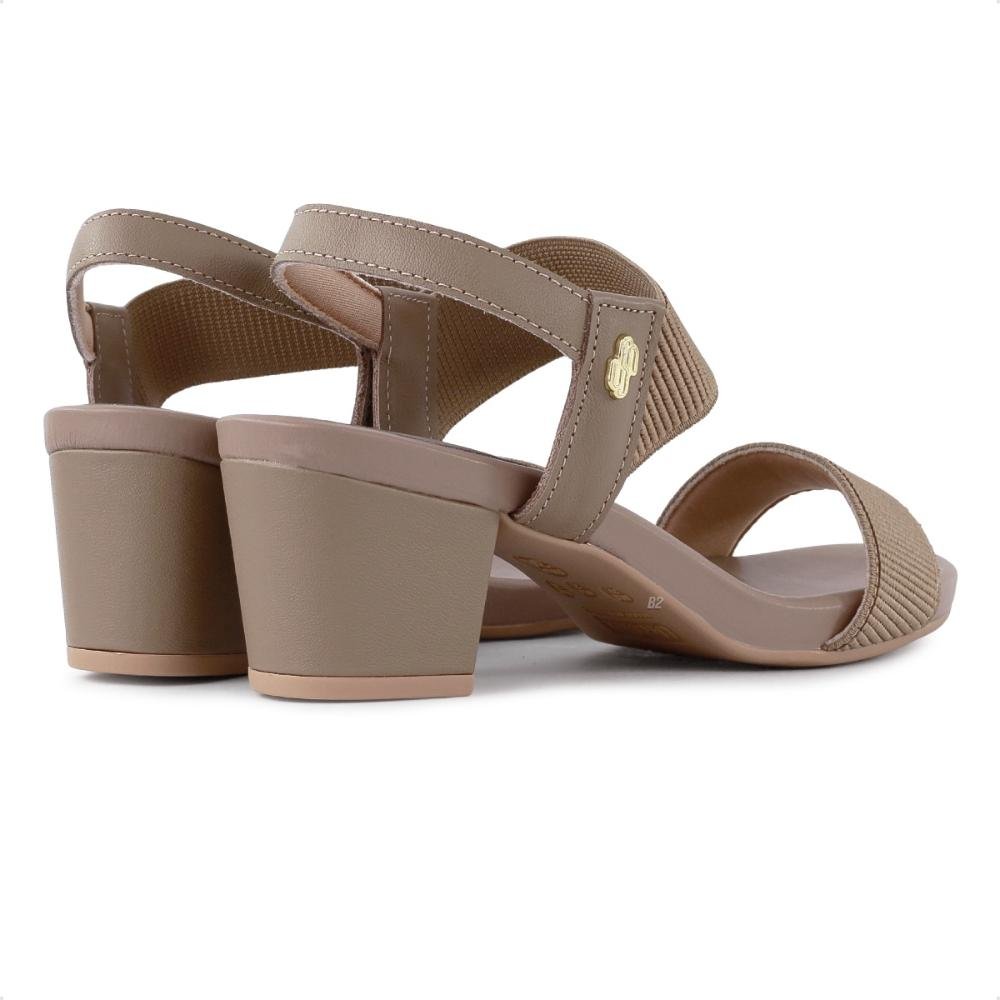 Sandália Usaflex Salto Bloco Elástico Feminina  Marrom/Cinza 5