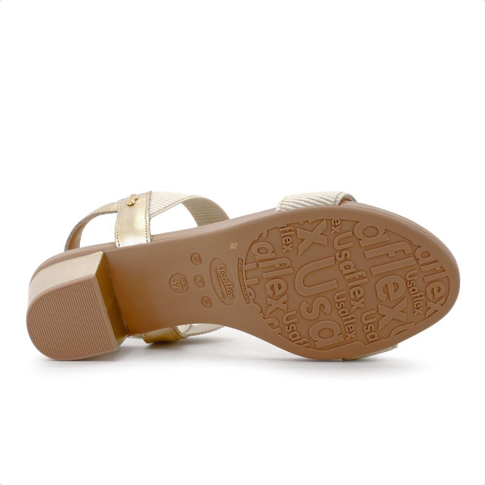 Sandália Usaflex Com Elástico Feminina  Dourado/Bege 6