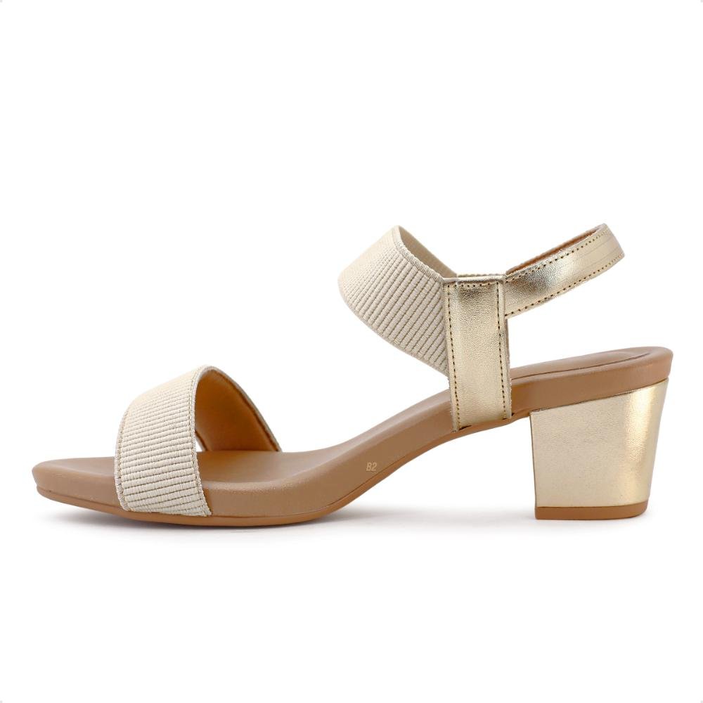 Sandália Usaflex Com Elástico Feminina  Dourado/Bege 2