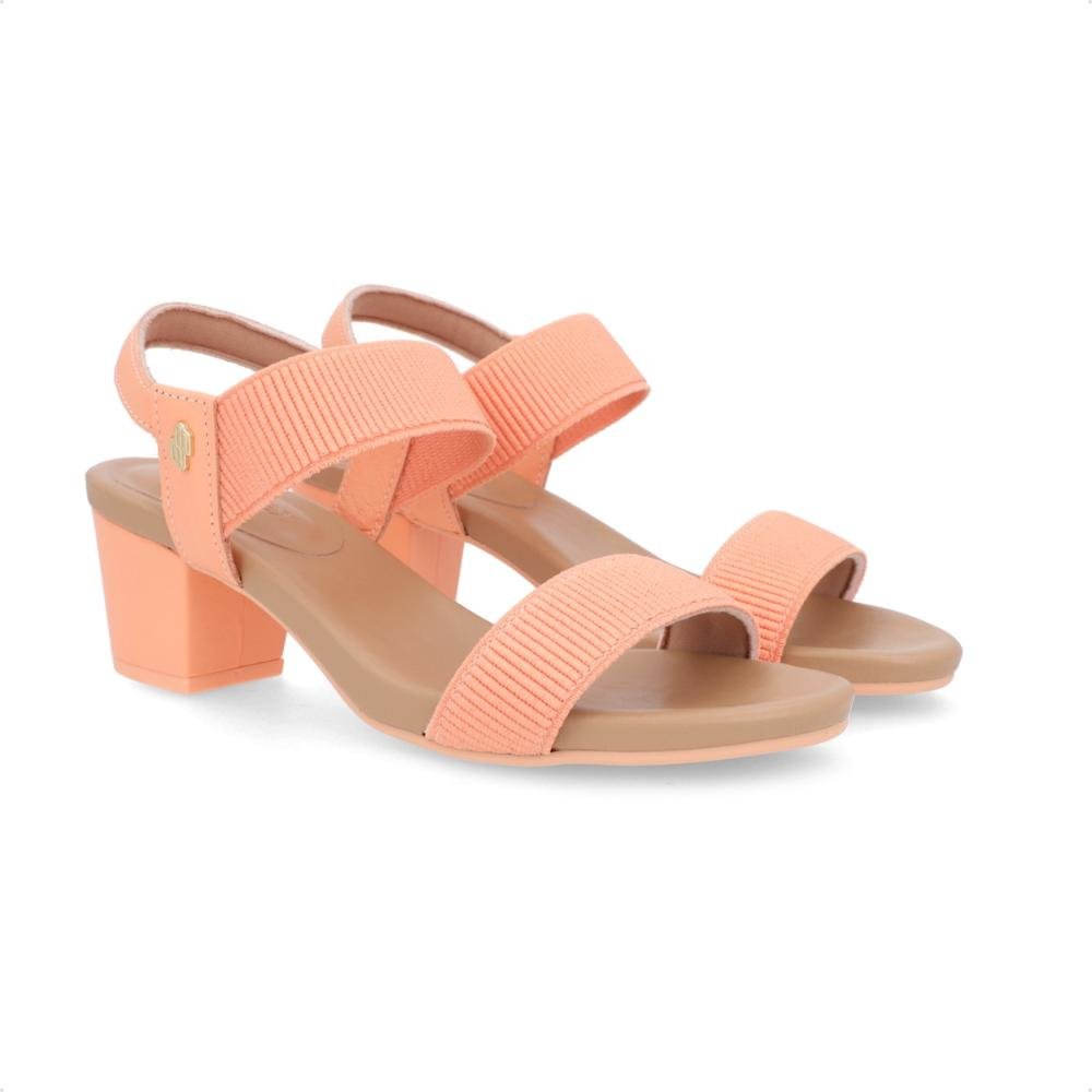 Sandália Usaflex Salto Bloco Elástico Feminina  Salmão 2