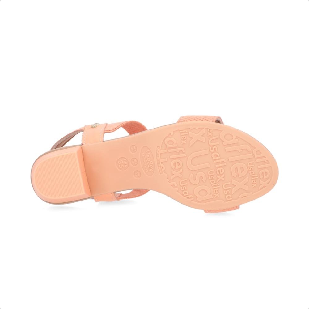Sandália Usaflex Salto Bloco Elástico Feminina  Salmão 5