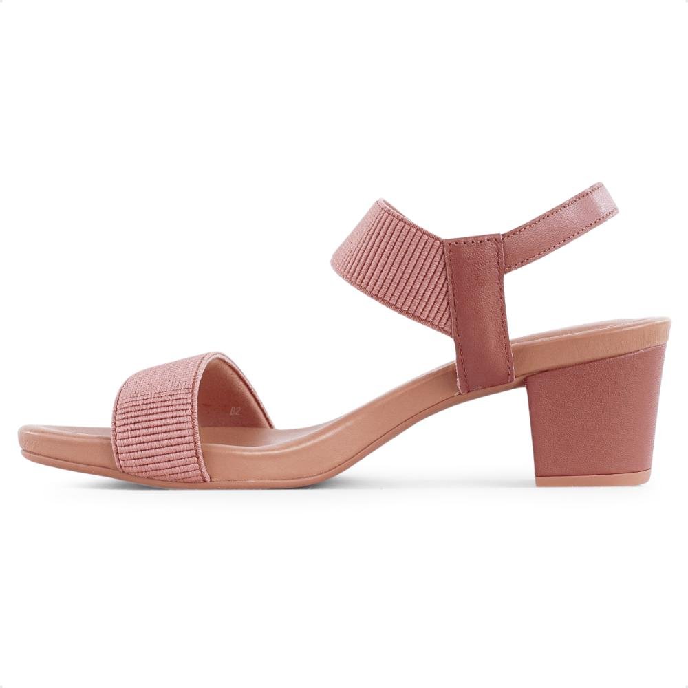 Sandália Usaflex Salto Bloco Elástico Feminina  Rosa/Rose 2