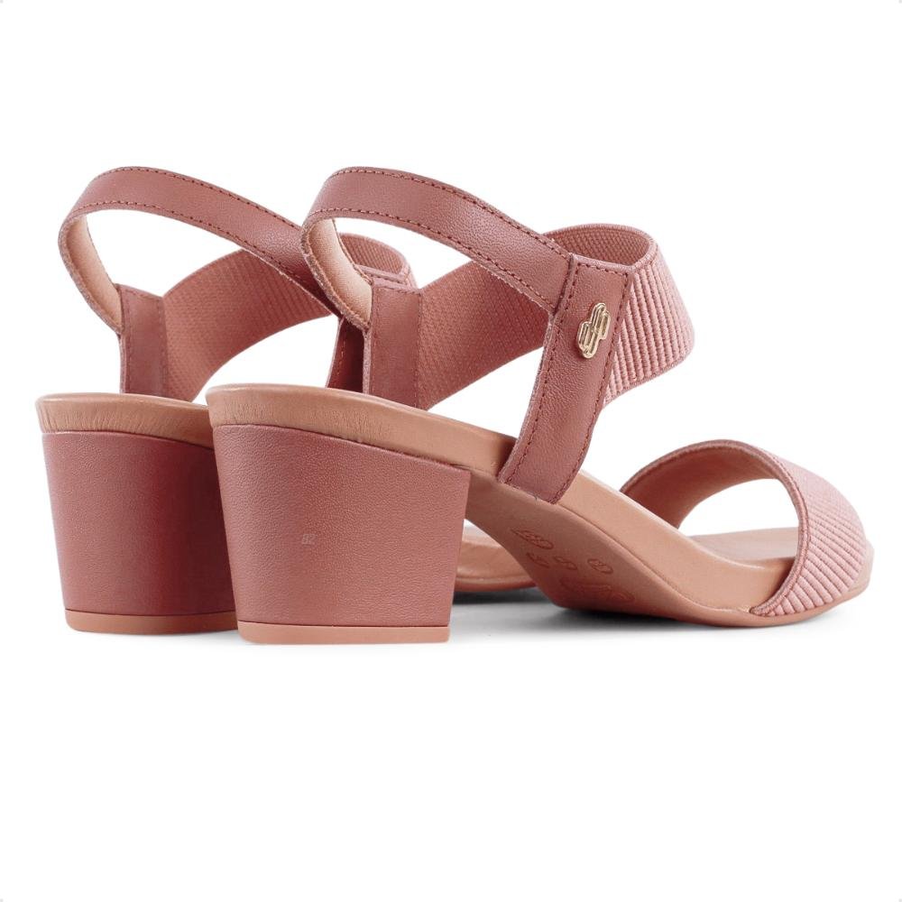 Sandália Usaflex Salto Bloco Elástico Feminina  Rosa/Rose 5