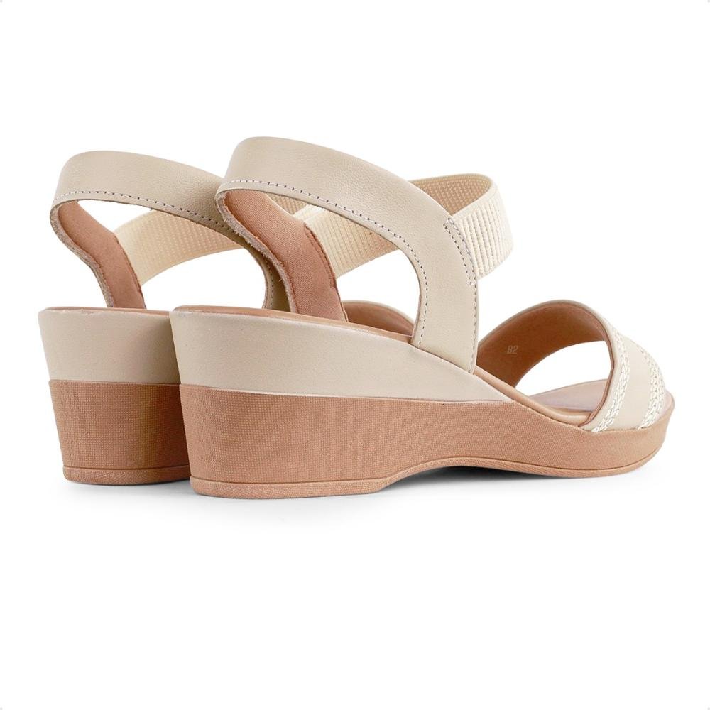 Sandália Usaflex Salto Anabela Feminina  Bege/Creme 5