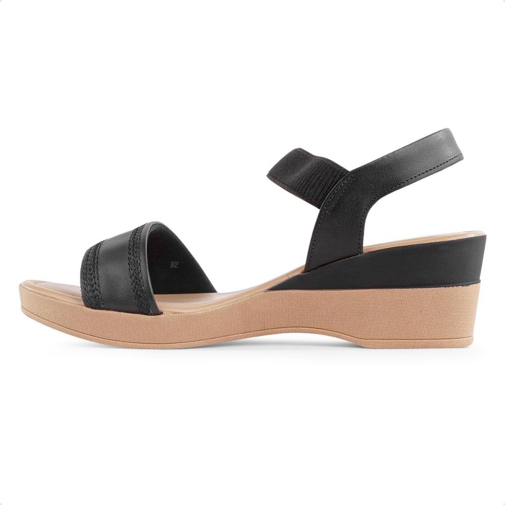 Sandália Usaflex Salto Anabela Feminina  Preto/Nude 2