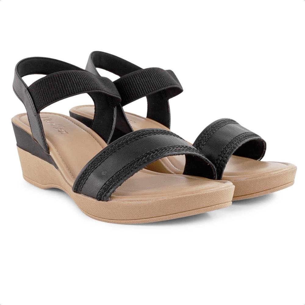 Sandália Usaflex Salto Anabela Feminina  Preto/Nude 3