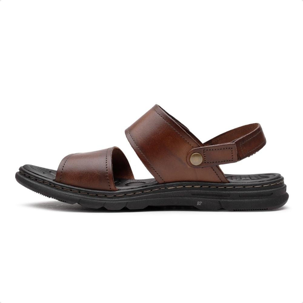 Sandália Pegada Tiras Masculina  Marrom/Preto 2
