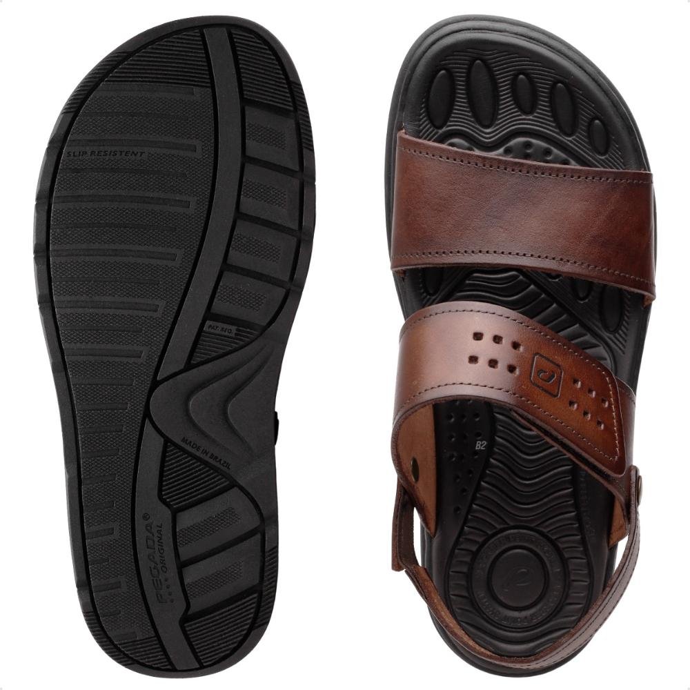 Sandália Pegada Tiras Masculina  Marrom/Preto 6