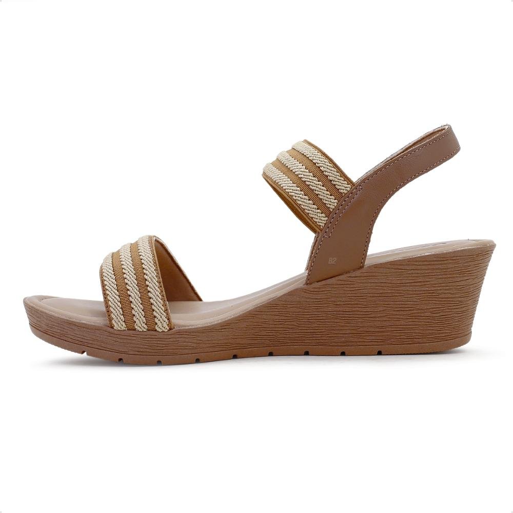 Sandália Usaflex Plataforma Multimateriais Feminina Nude/Marrom 2