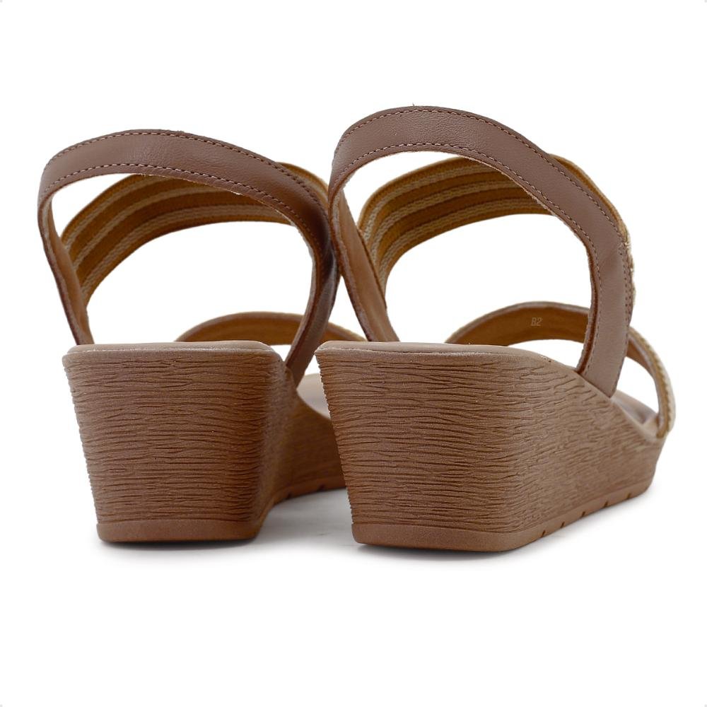 Sandália Usaflex Plataforma Multimateriais Feminina Nude/Marrom 5