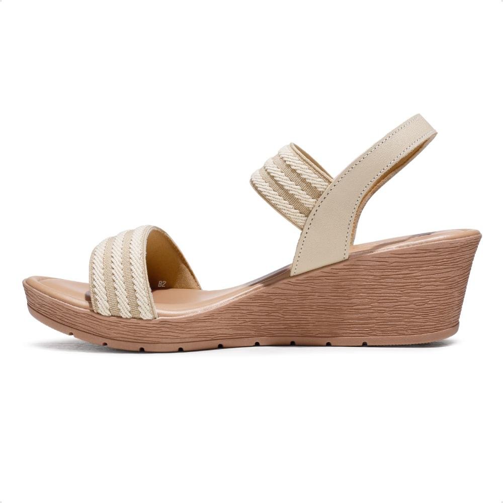 Sandália Usaflex Plataforma Multimateriais Feminina  Nude 2