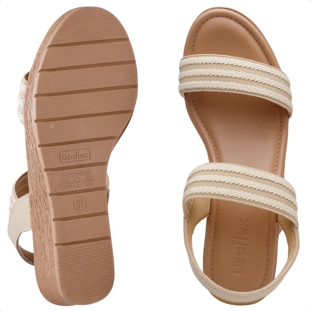 Sandália Usaflex Plataforma Multimateriais Feminina  Nude 6