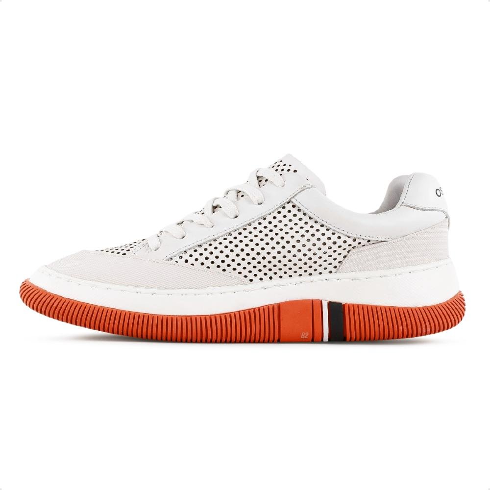 Tênis Osklen Hybrid Laces Microfuros Feminino Branco/Coral 2