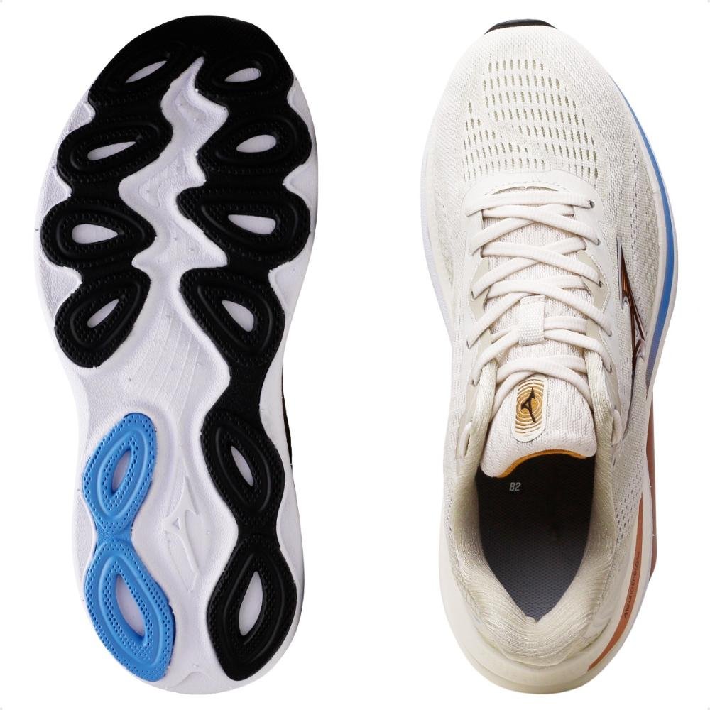 Tênis Mizuno Wave Skyway Feminino Bege/Azul 6