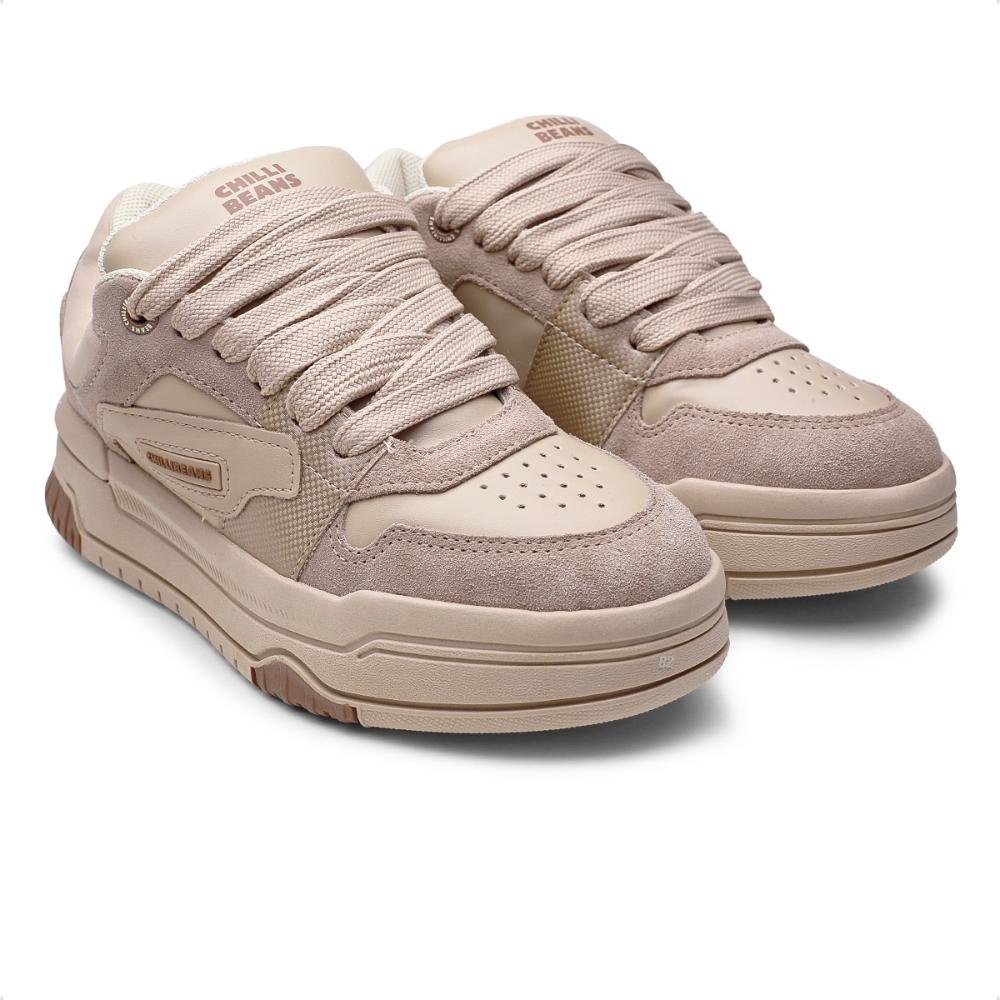 Tênis Chilli Beans Premium Casual Feminino Bege/Marrom 3