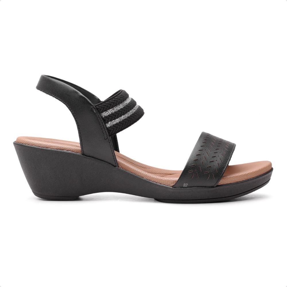 Sandália Usaflex Anabela Elástico Tiras Feminina