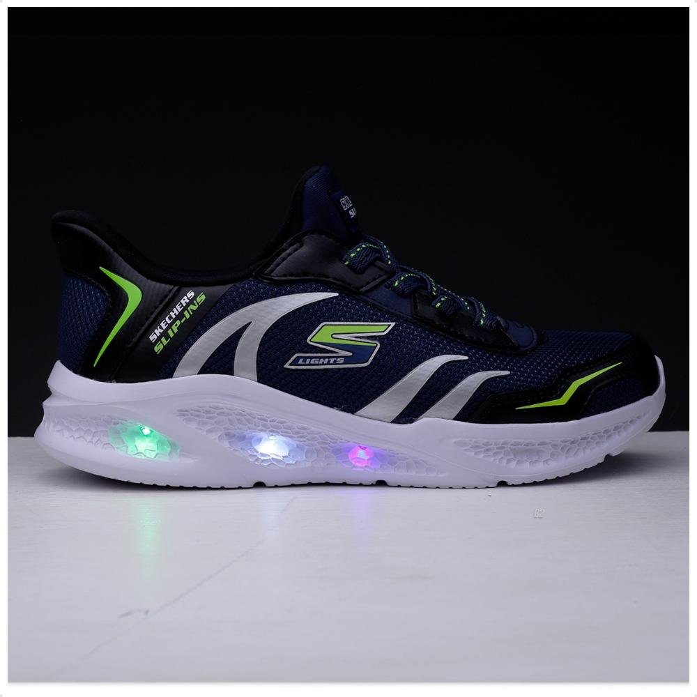 Tênis Skechers Meteor Lights Brisk Infantil Azul Marinho/Preto 2