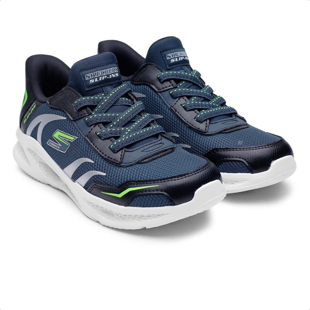 Tênis Skechers Meteor Lights Brisk Infantil Azul Marinho/Preto 4