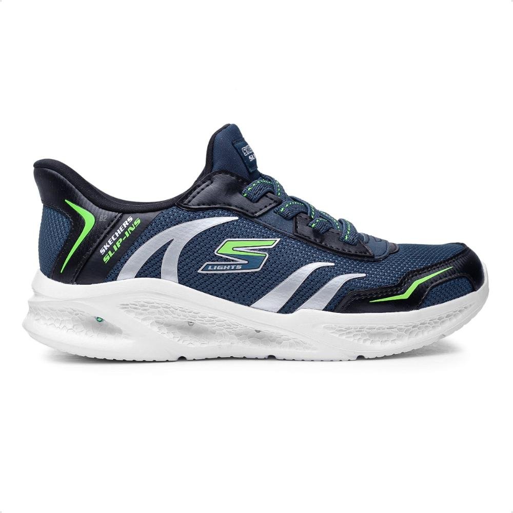 Tênis Skechers Meteor Lights Brisk Infantil Azul Marinho/Preto 7