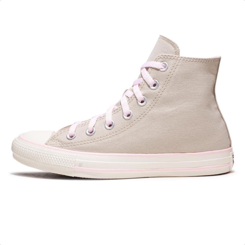 Tênis Converse Chuck Taylor All Star Canvas+1 Cano Alto Feminino Bege/Rosa 2