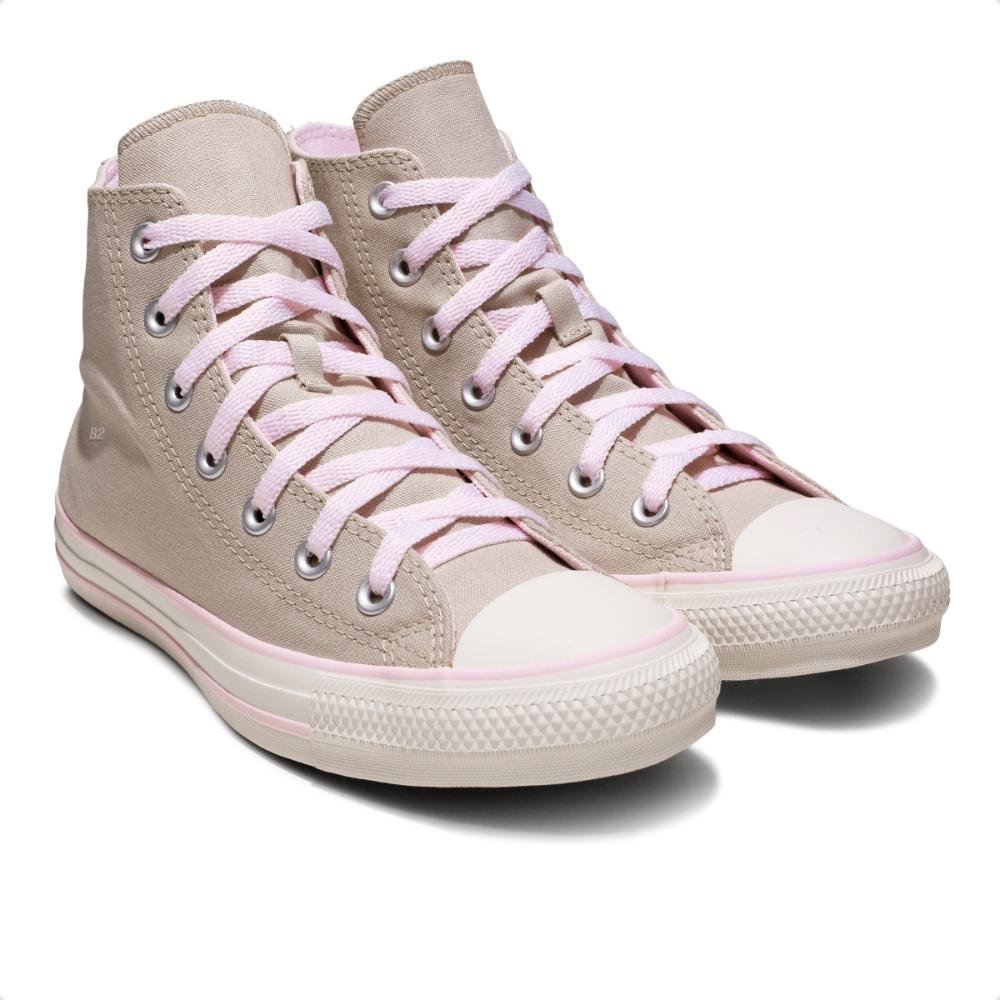 Tênis Converse Chuck Taylor All Star Canvas+1 Cano Alto Feminino Bege/Rosa 3