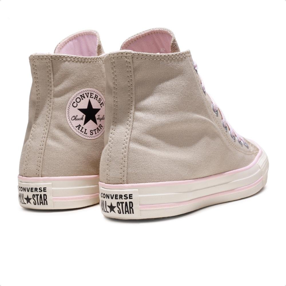 Tênis Converse Chuck Taylor All Star Canvas+1 Cano Alto Feminino Bege/Rosa 5