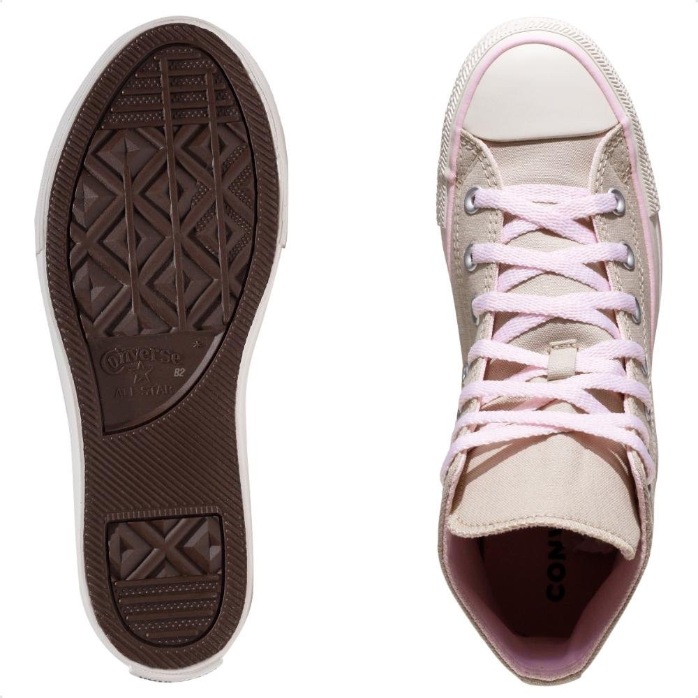 Tênis Converse Chuck Taylor All Star Canvas+1 Cano Alto Feminino Bege/Rosa 6