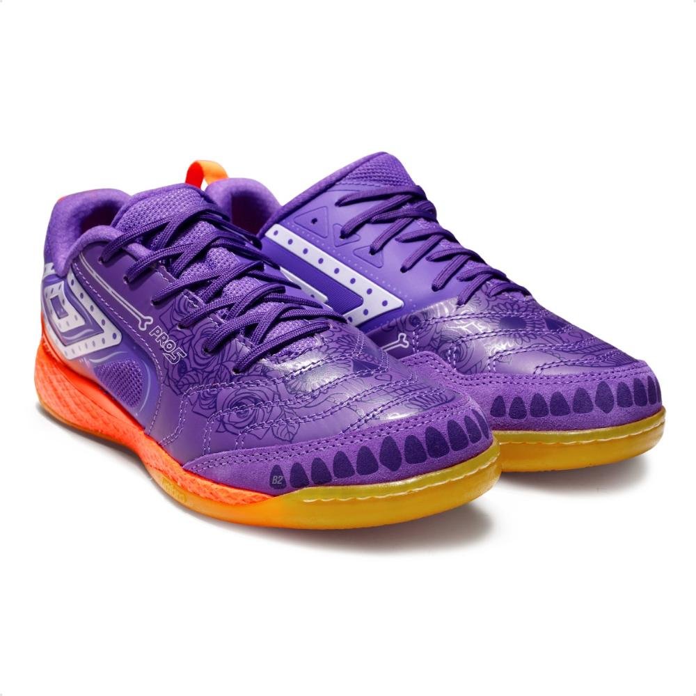 Chuteira Futsal Umbro Pro 5 Bump Dlm Masculina Roxo/Laranja 3