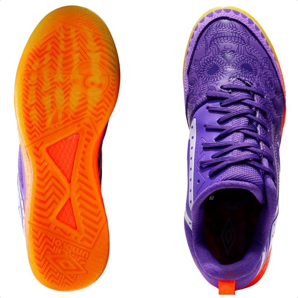 Chuteira Futsal Umbro Pro 5 Bump Dlm Masculina Roxo/Laranja 6