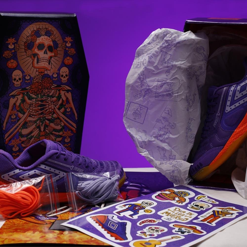 Chuteira Futsal Umbro Pro 5 Bump Dlm Masculina Roxo/Laranja 9