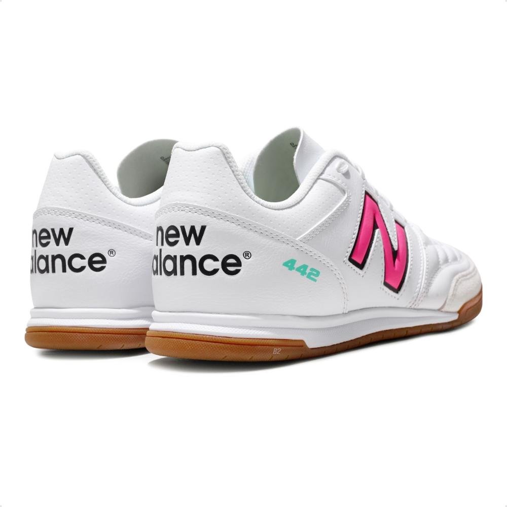 Chuteira Futsal New Balance 442 V2 Team IN Masculina Branco/Rosa 5