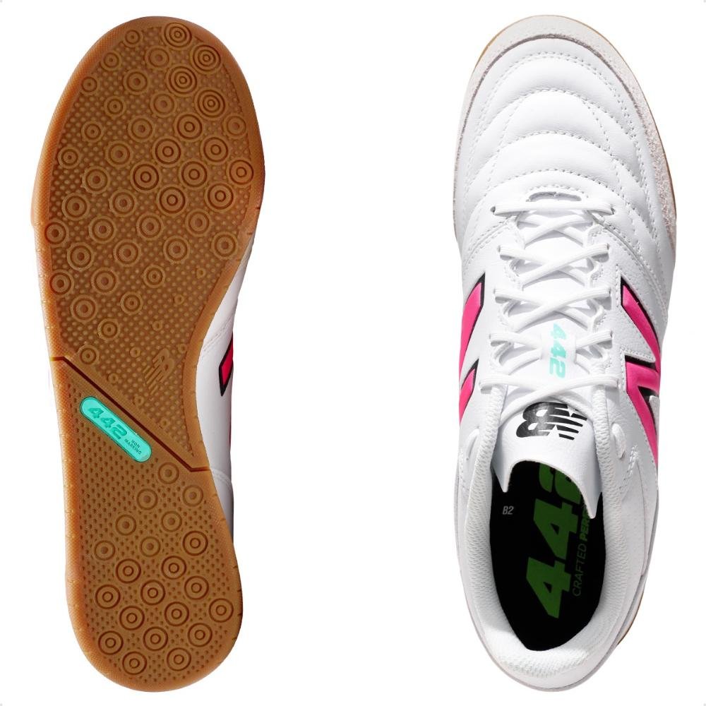 Chuteira Futsal New Balance 442 V2 Team IN Masculina Branco/Rosa 6