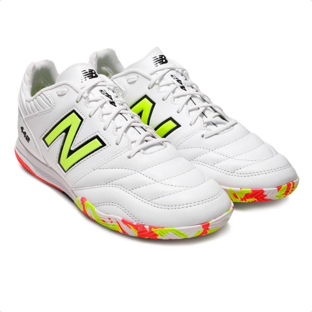 Chuteira Futsal New Balance 442 Pro In V2 Masculina Branco/Verde 3