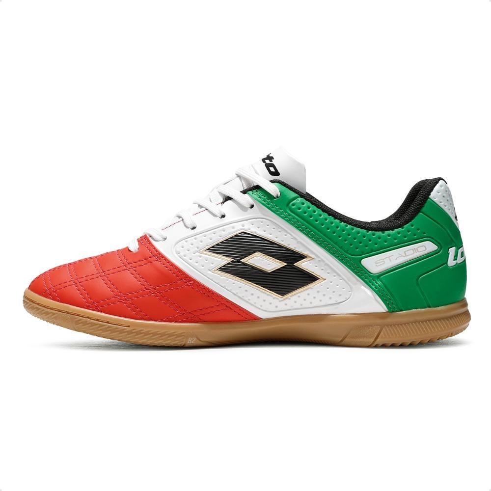 Chuteira Futsal Lotto Stadio Potenza Gold B500 Masculina Vermelho/Verde 2