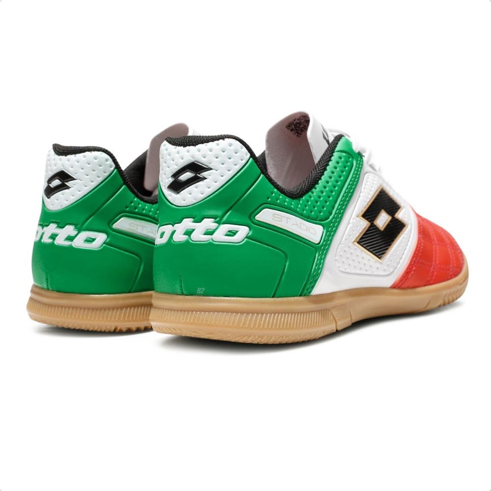 Chuteira Futsal Lotto Stadio Potenza Gold B500 Masculina Vermelho/Verde 4