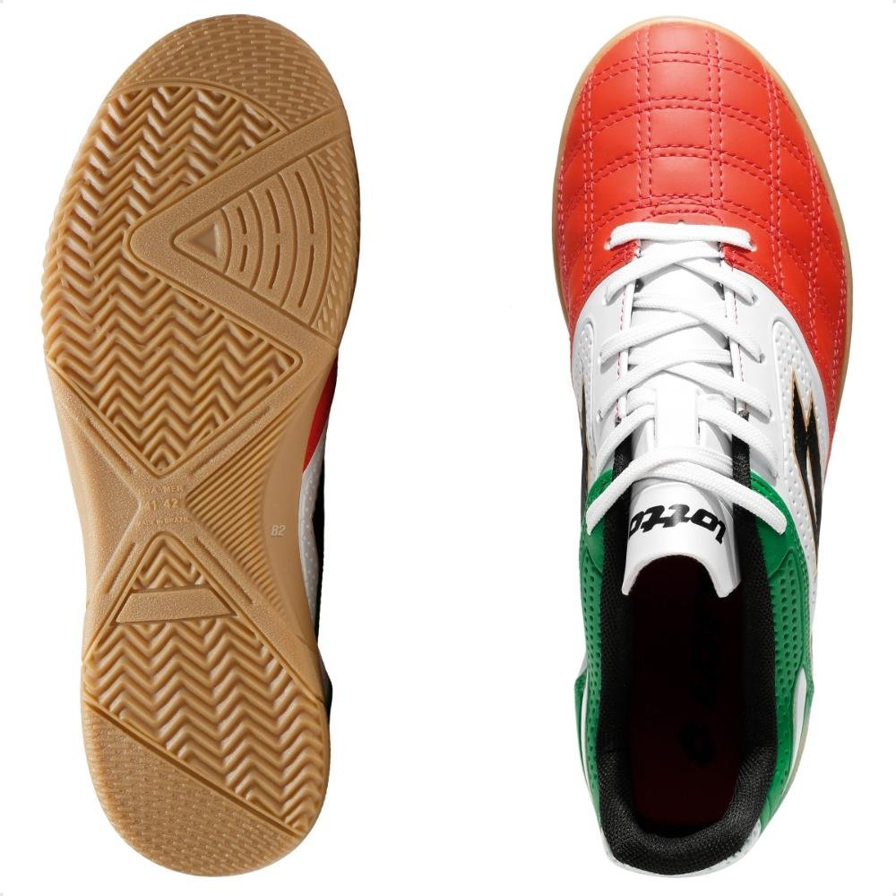 Chuteira Futsal Lotto Stadio Potenza Gold B500 Masculina Vermelho/Verde 5