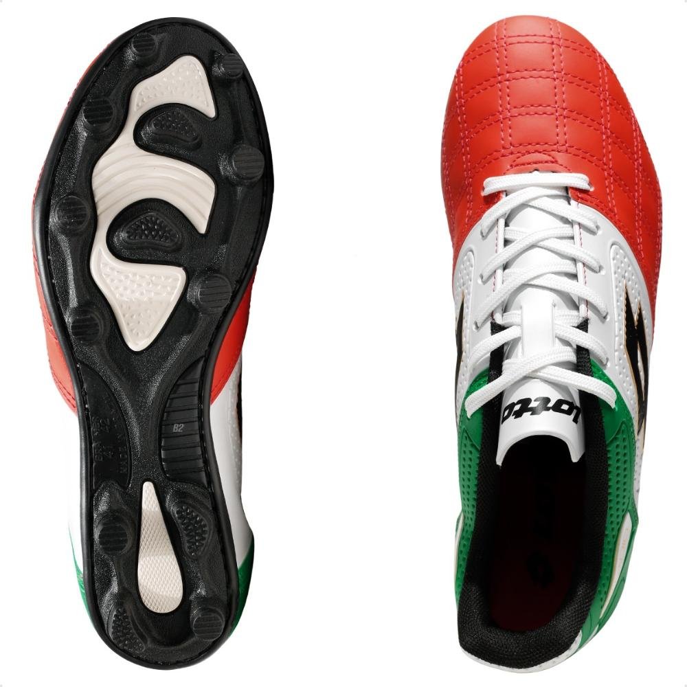 Chuteira Campo Lotto Stadio Potenza Gold B500 Masculina Vermelho/Verde 5