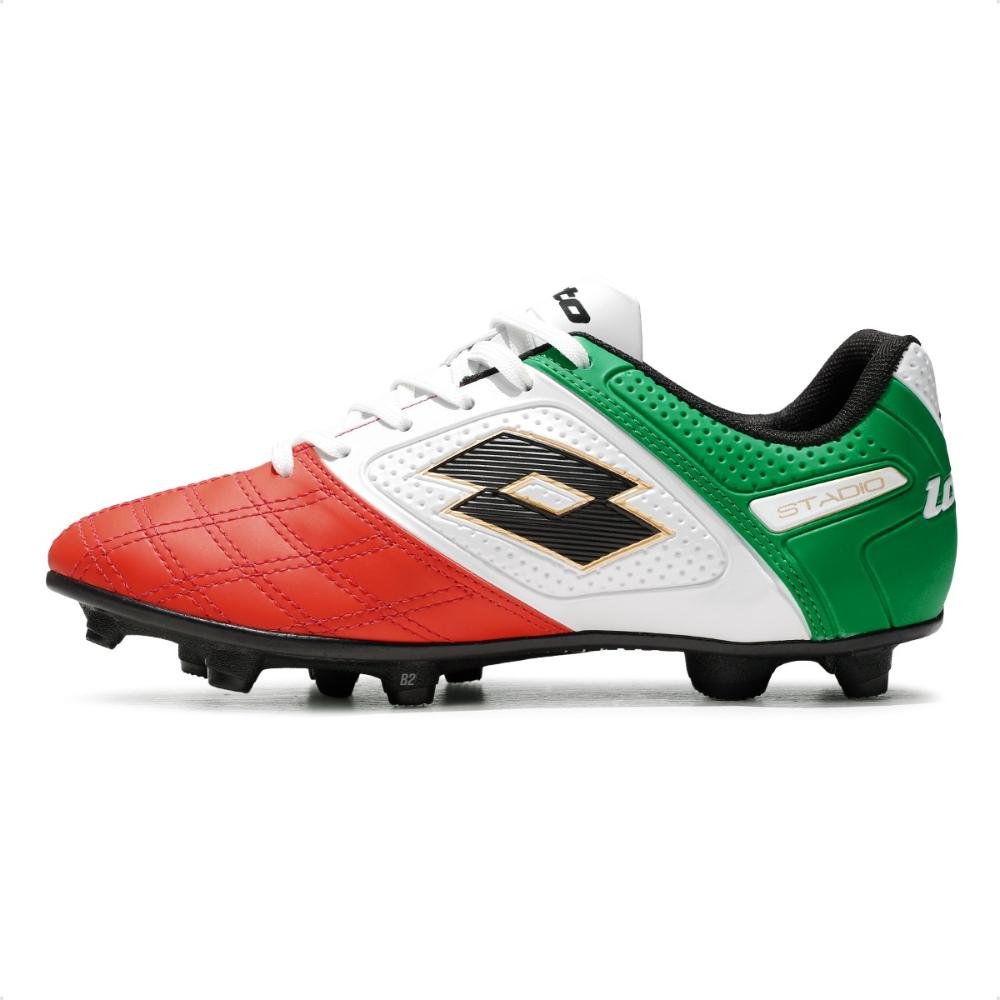 Chuteira Campo Lotto Stadio Potenza Gold B500 Masculina Vermelho/Verde 2