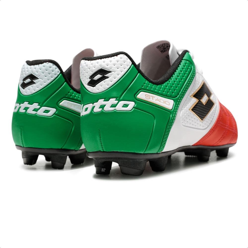 Chuteira Campo Lotto Stadio Potenza Gold B500 Masculina Vermelho/Verde 4