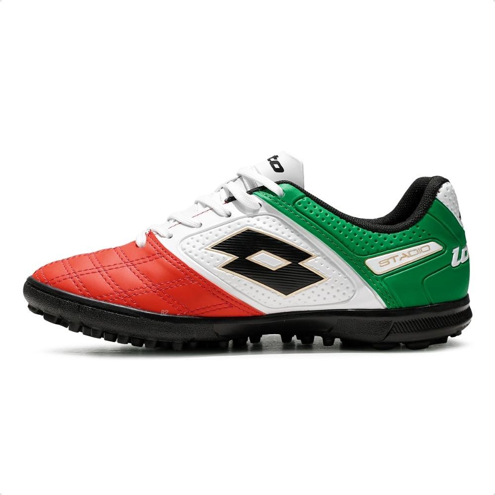 Chuteira Society Lotto Stadio Potenza Gold B500 Masculina Vermelho/Verde 2