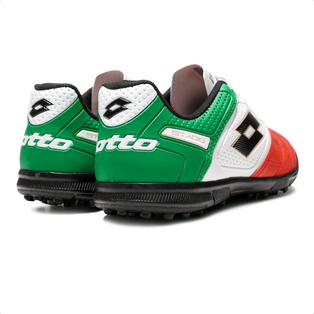 Chuteira Society Lotto Stadio Potenza Gold B500 Masculina Vermelho/Verde 4