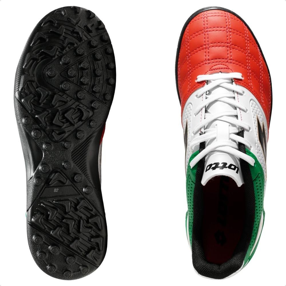 Chuteira Society Lotto Stadio Potenza Gold B500 Masculina Vermelho/Verde 5