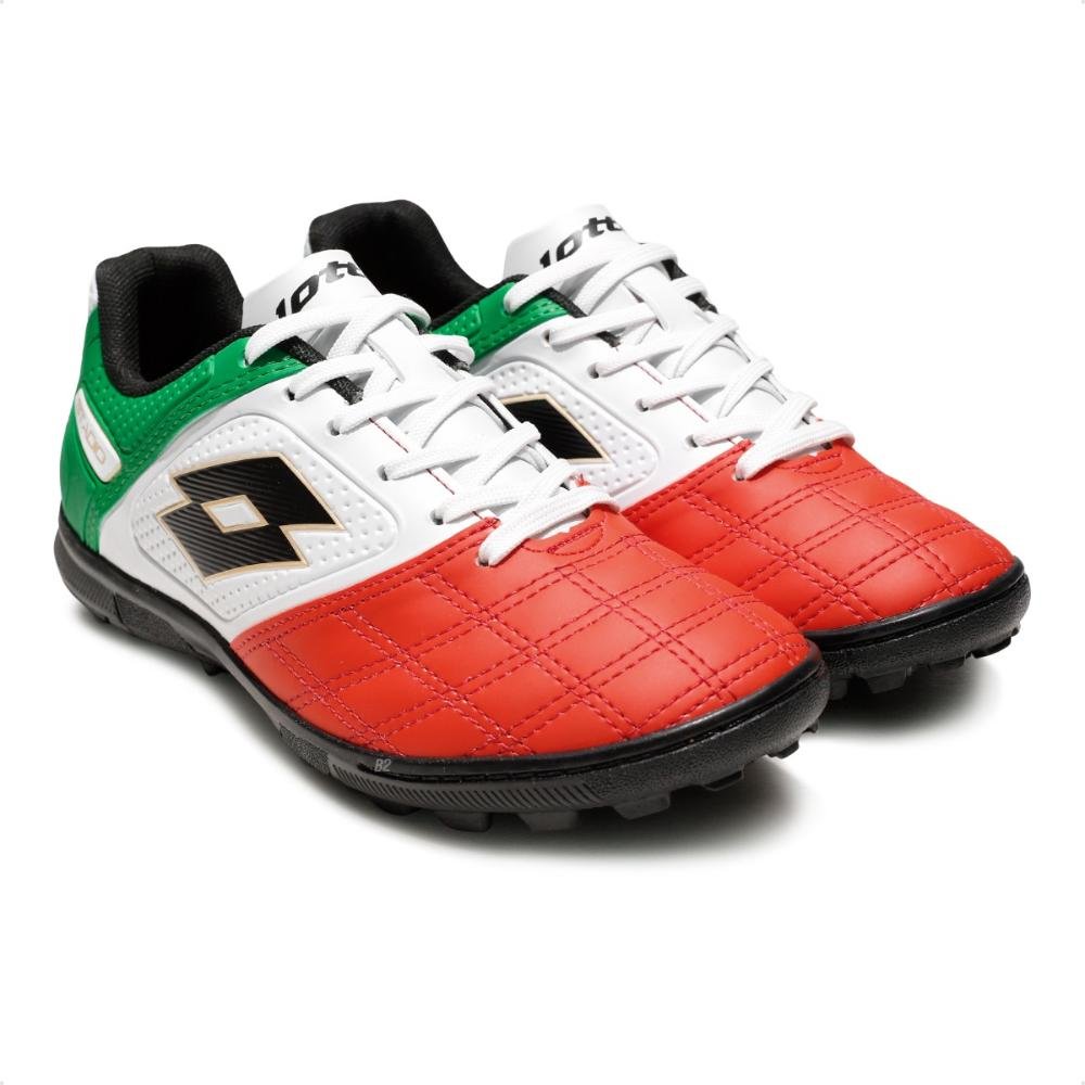 Chuteira Society Lotto Stadio Potenza Gold B500 Masculina Vermelho/Verde 3