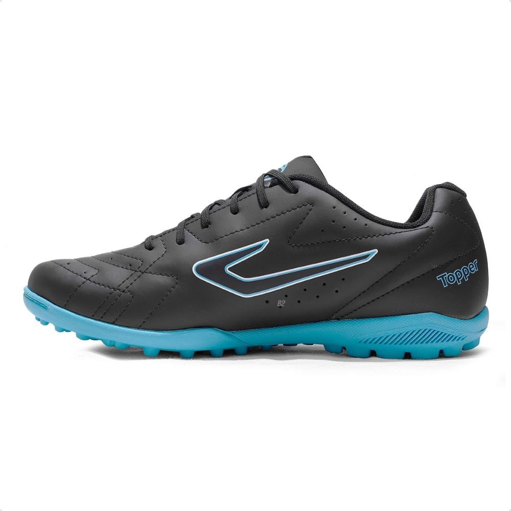 Chuteira Society Topper Boleiro VI Masculino Preto/Azul 2