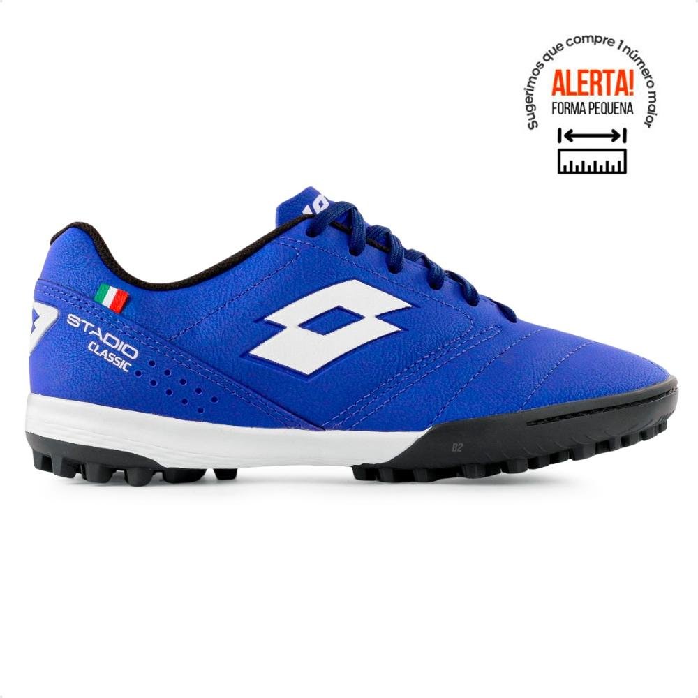 Chuteira Society Lotto Stadio Classic B700 Masculina Laranja/Azul