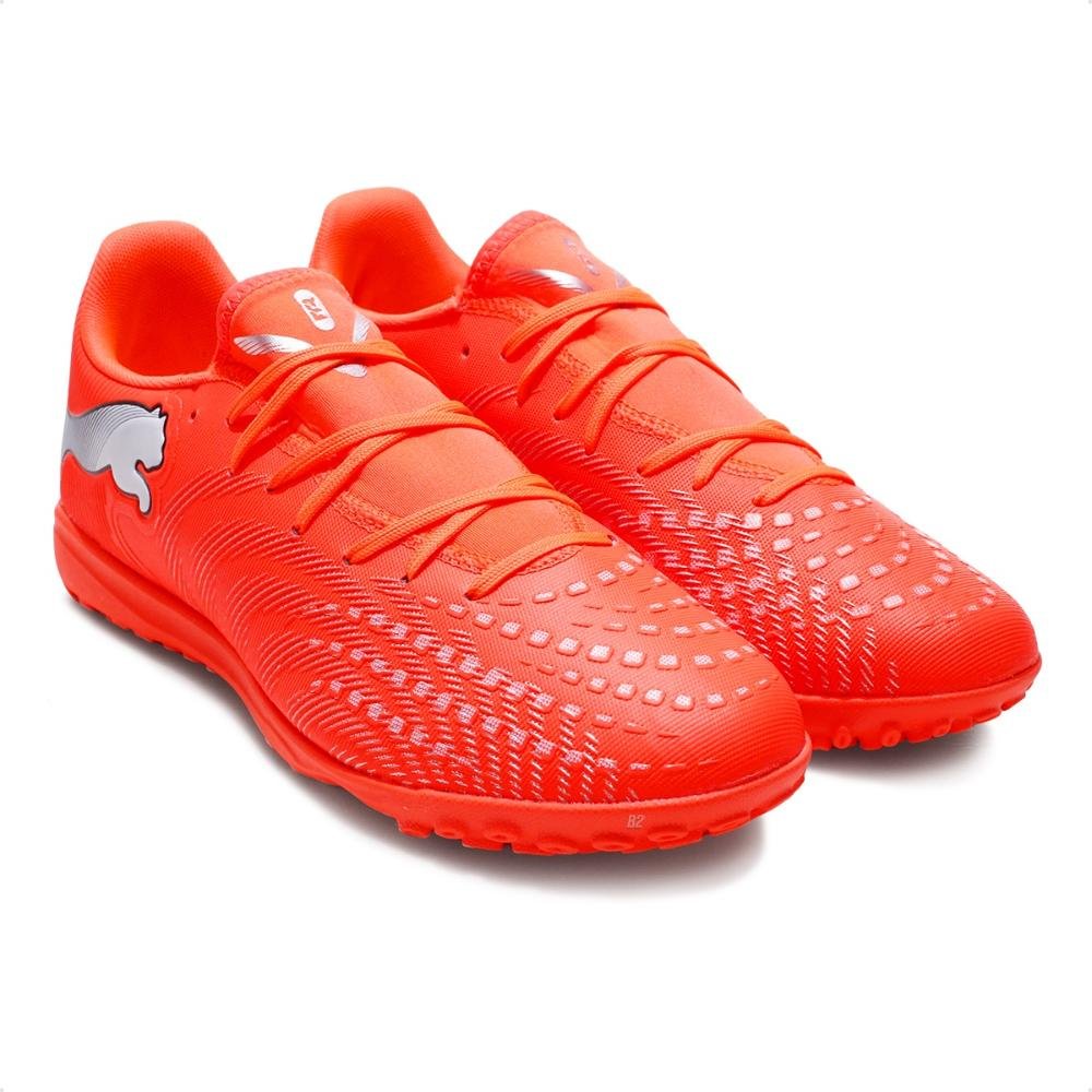 Chuteira Society Puma Future 9 Play TT Masculina Laranja 3